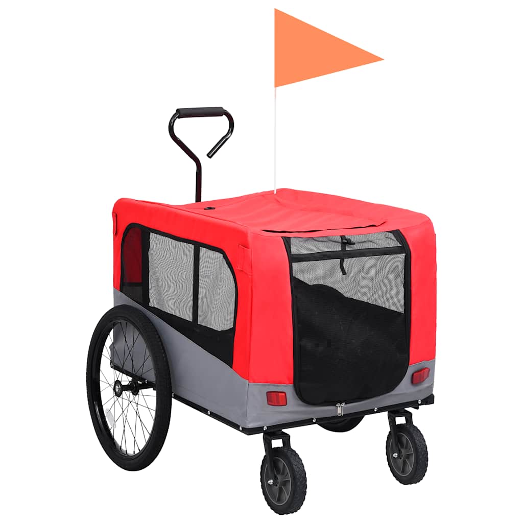 Remolque de bicicleta para mascotas cochecito 2 en 1 azul negro