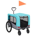 Remolque de bicicleta para mascotas cochecito 2 en 1 azul gris