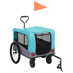 Remolque de bicicleta para mascotas cochecito 2 en 1 azul gris