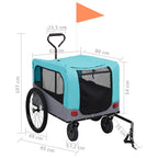 Remolque de bicicleta para mascotas cochecito 2 en 1 azul gris