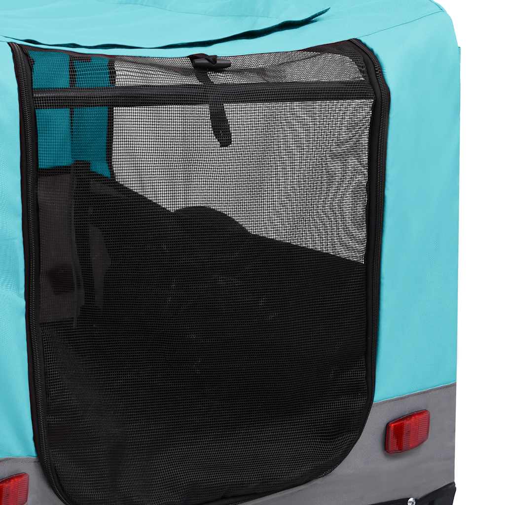 Remolque de bicicleta para mascotas cochecito 2 en 1 azul gris