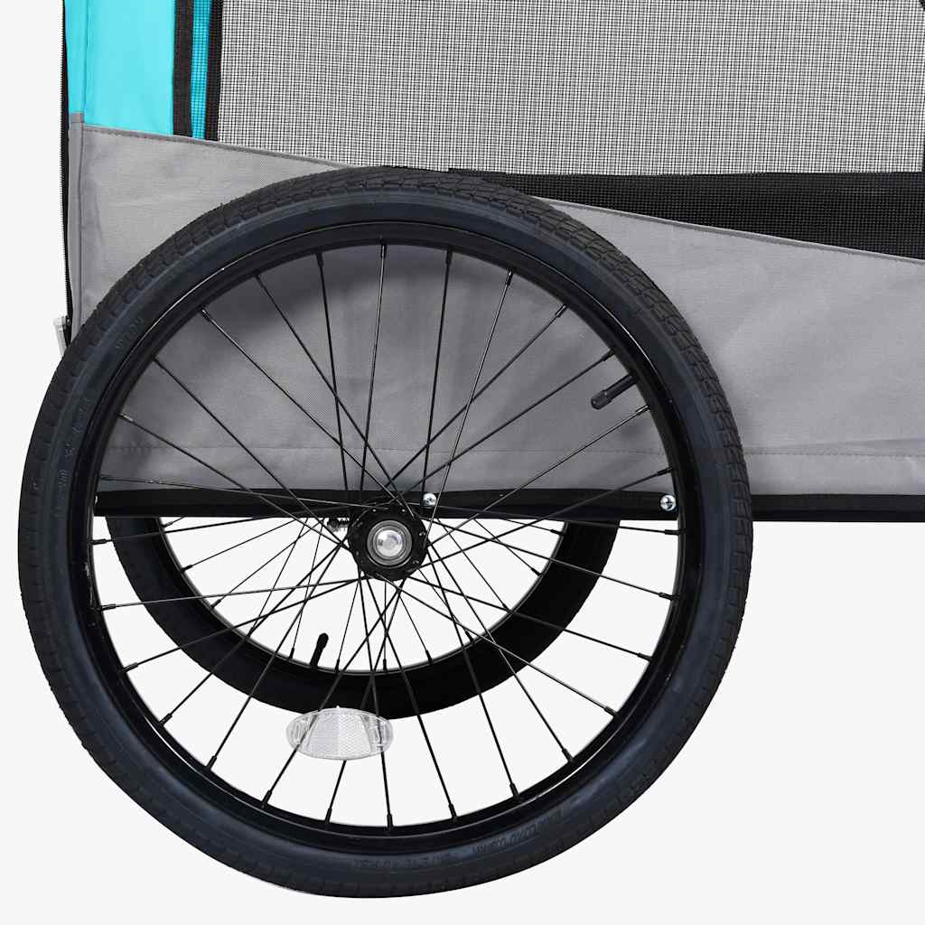 Remolque de bicicleta para mascotas cochecito 2 en 1 azul gris