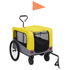 Remolque de bicicleta mascotas cochecito 2 en 1 amarillo gris