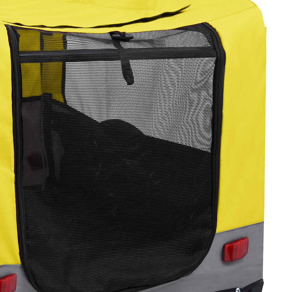Remolque de bicicleta mascotas cochecito 2 en 1 amarillo gris