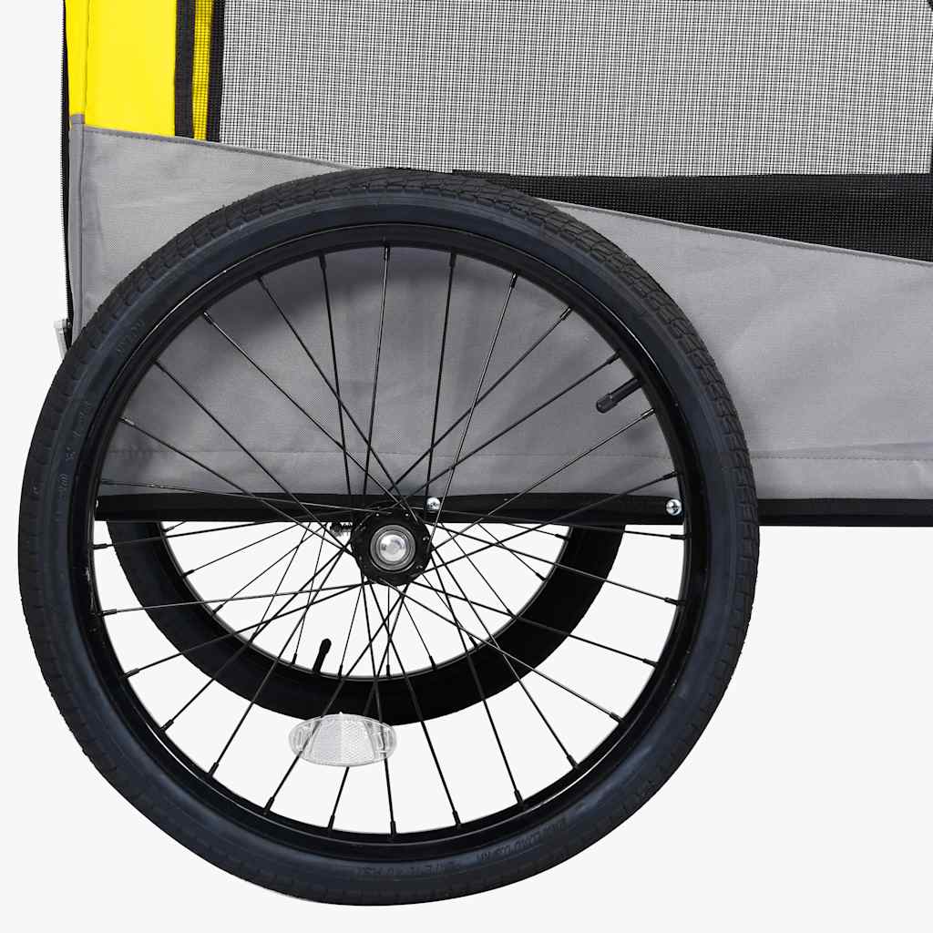 Remolque de bicicleta mascotas cochecito 2 en 1 amarillo gris