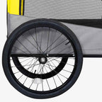 Remolque de bicicleta mascotas cochecito 2 en 1 amarillo gris