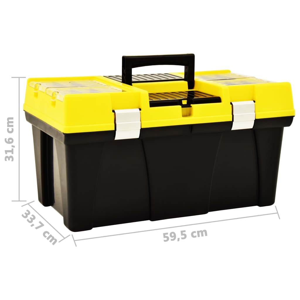 Caja de herramientas de plástico amarillo 595x337x316 mm