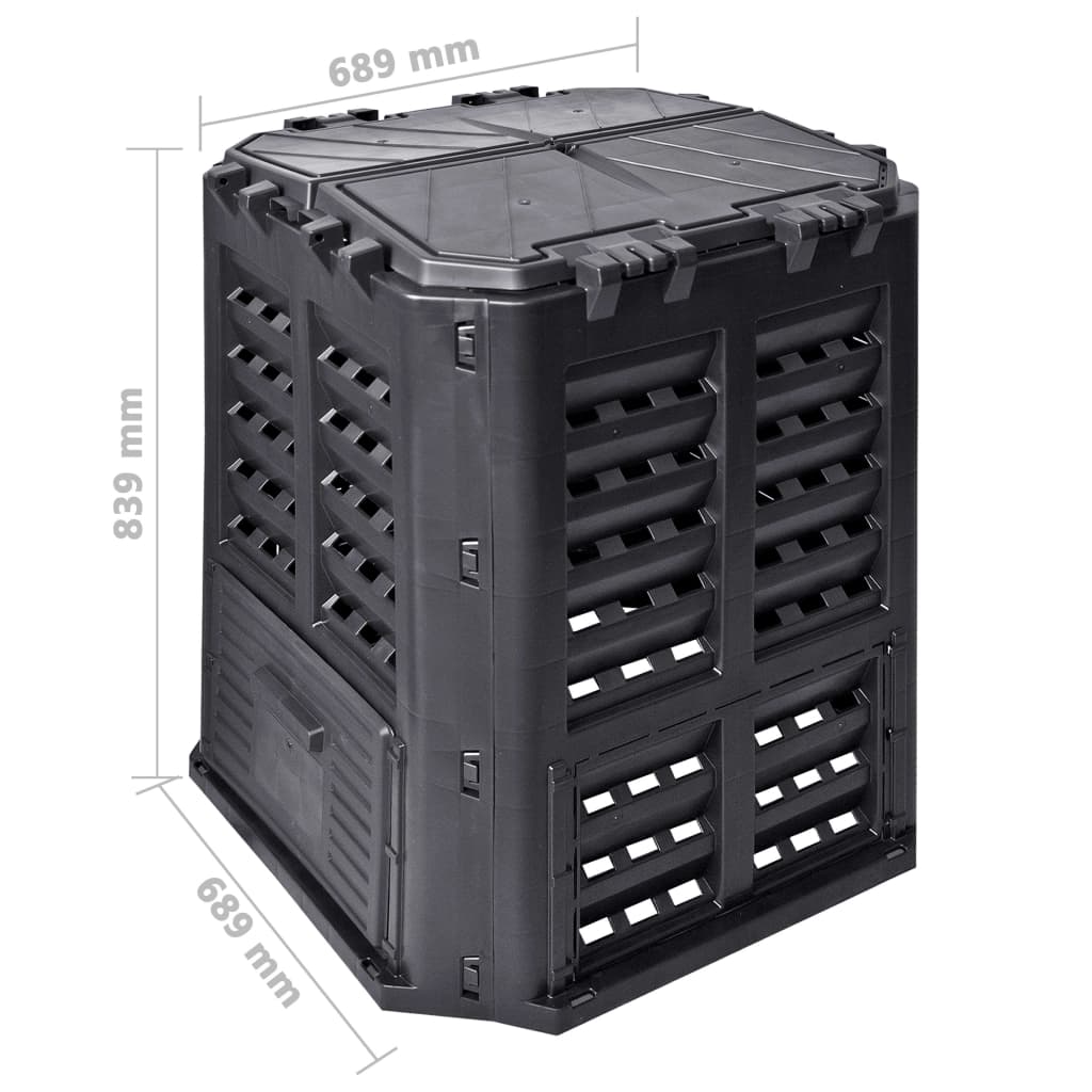 Compostador de jardín negro 68,9x68,9x83,9 cm 360 L