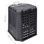 Compostador de jardín negro 68,9x68,9x83,9 cm 360 L
