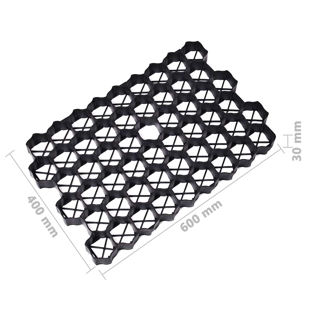 Rejillas para césped 16 unidades plástico negro 60x40x3 cm