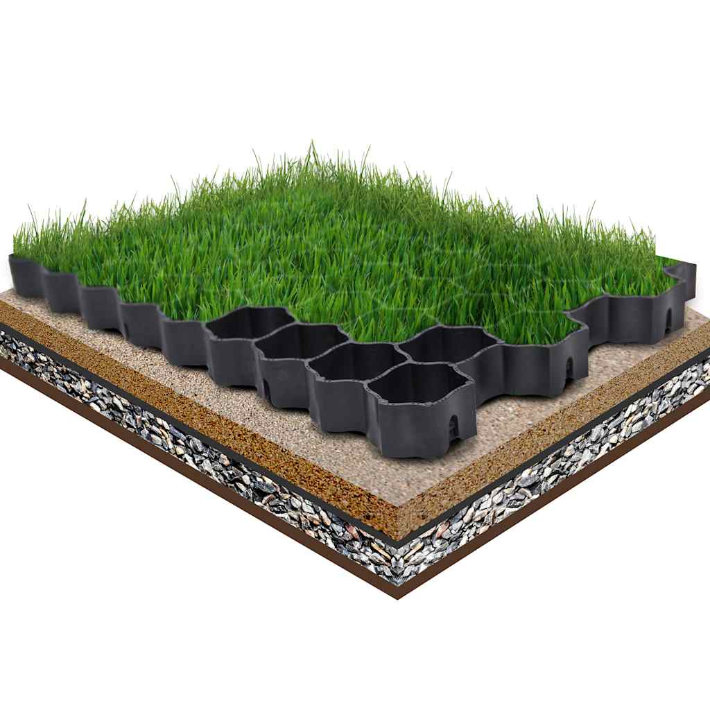 Grelhas para relva 16 unidades plástico preto 60x40x3 cm