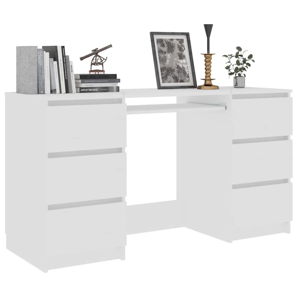 Escritorio de madera contrachapada blanco 140x50x77 cm