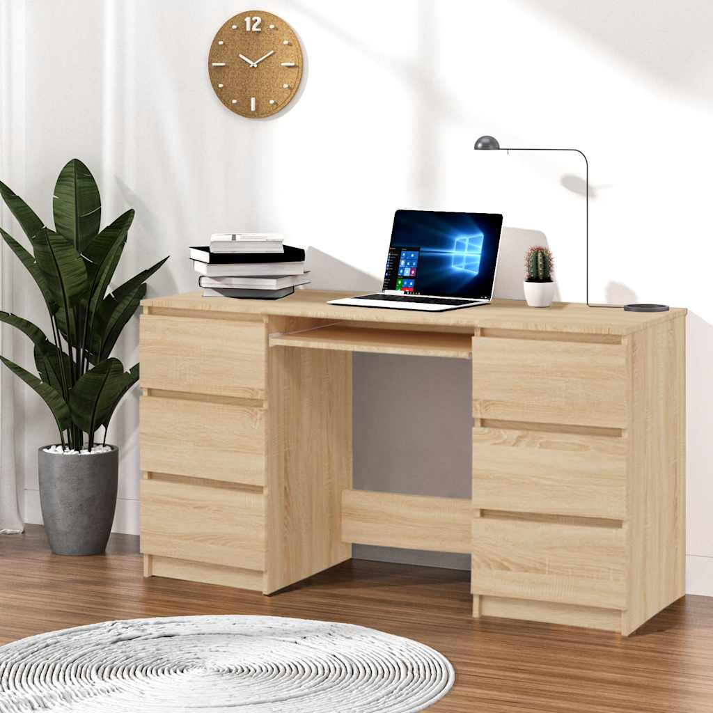 Escritorio de madera contrachapada blanco 140x50x77 cm