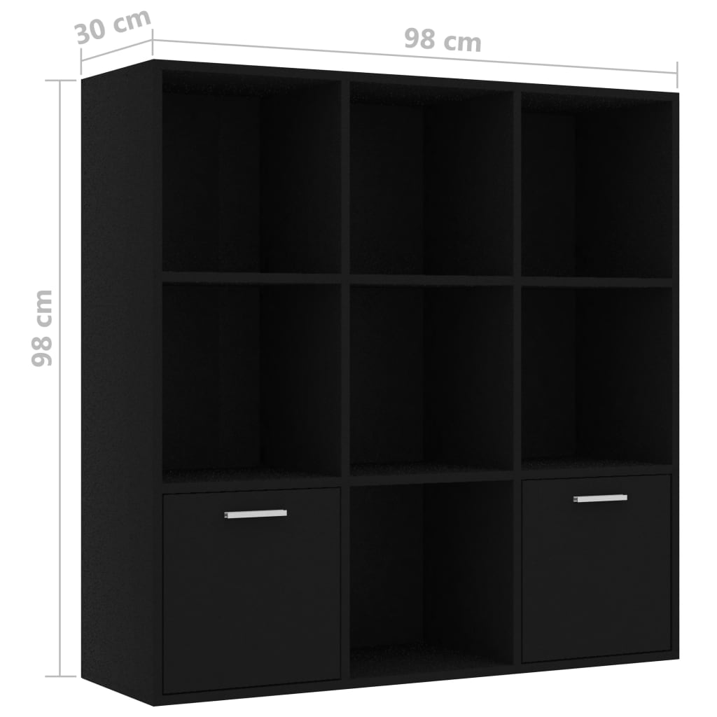 Estantería de madera contrachapada negro 98x30x98 cm