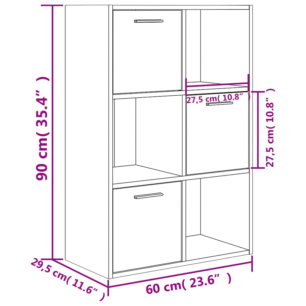 Armario almacenamiento madera contrachapada gris 60x29,5x90 cm