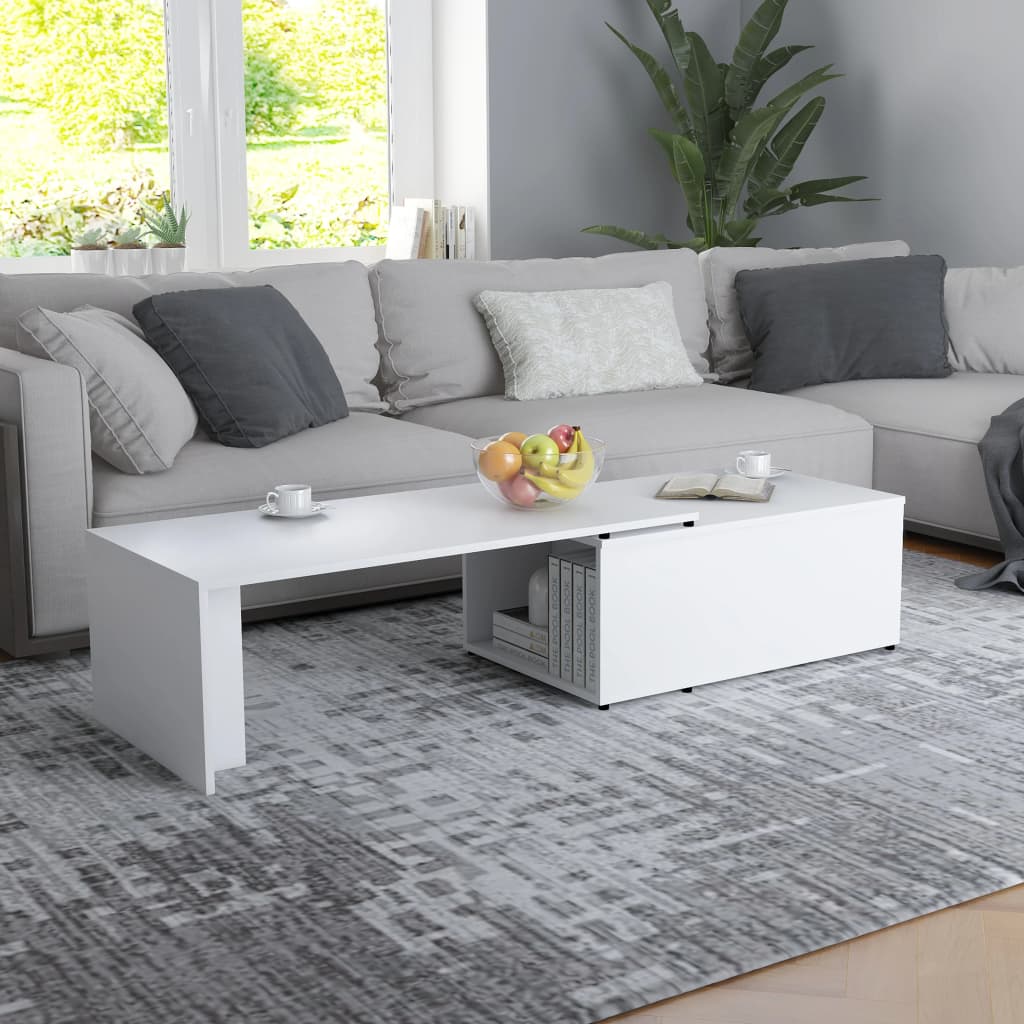 Mesa de centro madera contrachapada blanco 100x60x42 cm