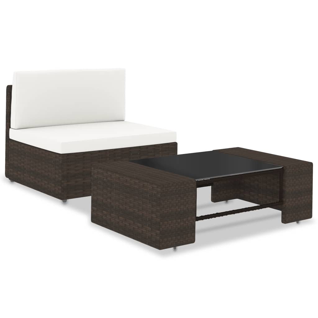 2-piece grey synthetic rattan garden furniture set