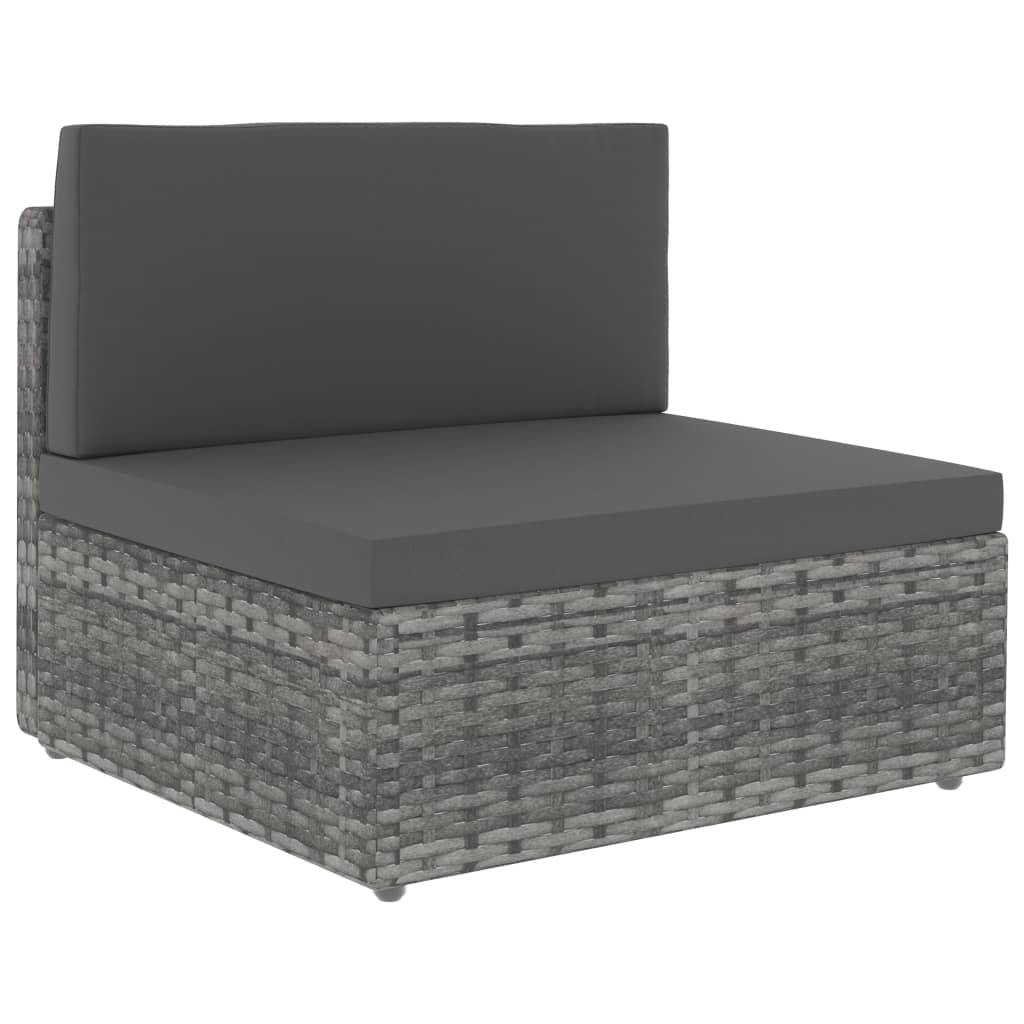 Sofá seccional central de ratán sintético gris