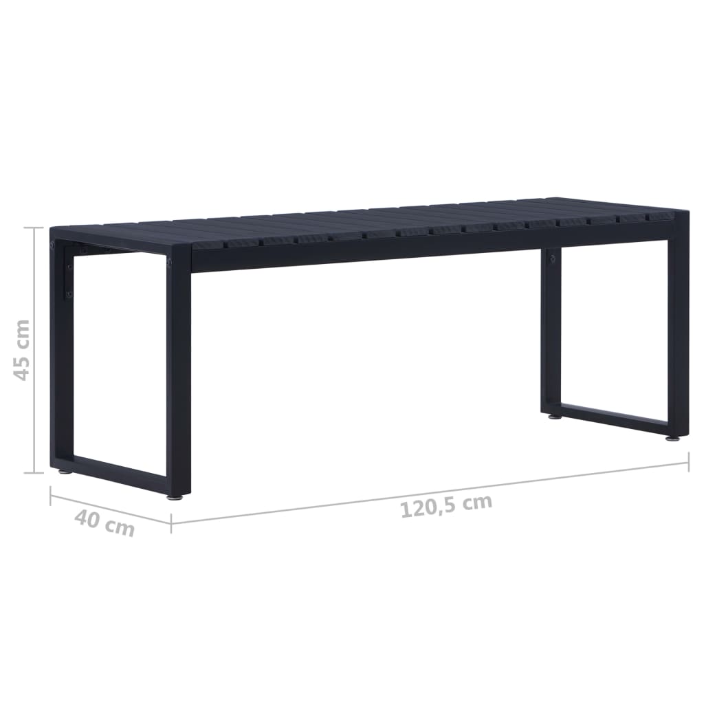 Garden bench PS slats black 120.5 cm