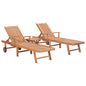 Tumbonas 2 uds con mesa madera maciza de teca