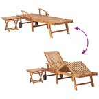 Tumbonas 2 uds con mesa madera maciza de teca