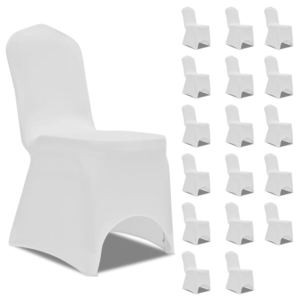 Funda de silla elástica 12 unidades blanca