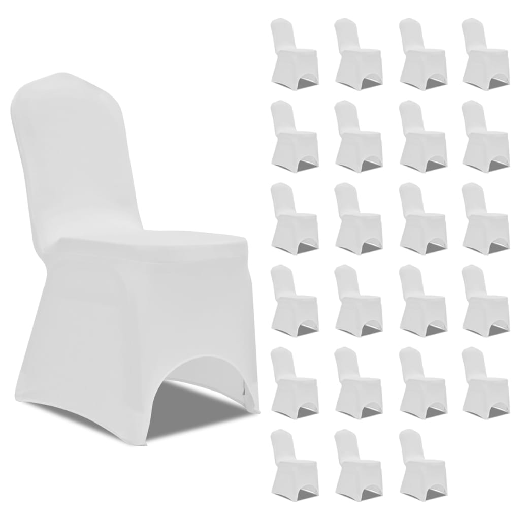 Funda de silla elástica 12 unidades blanca
