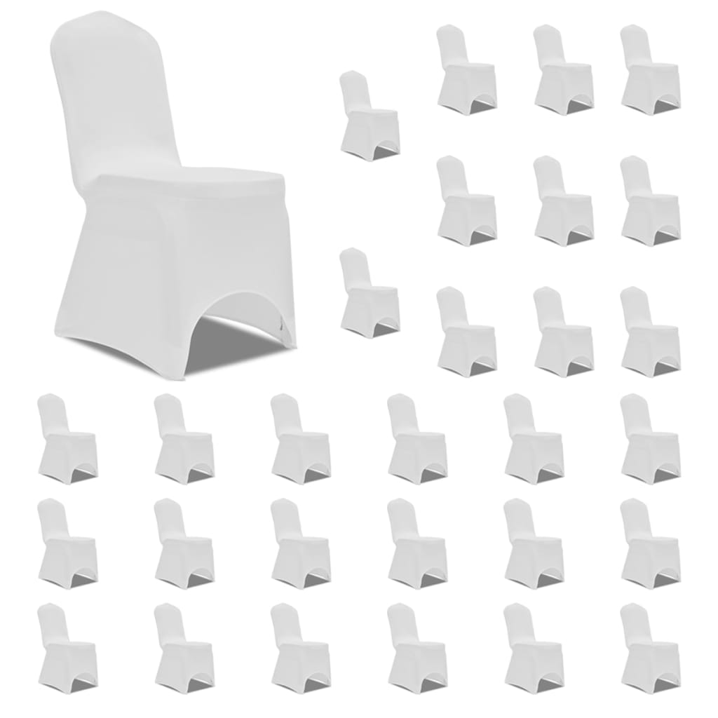 Funda de silla elástica 12 unidades blanca