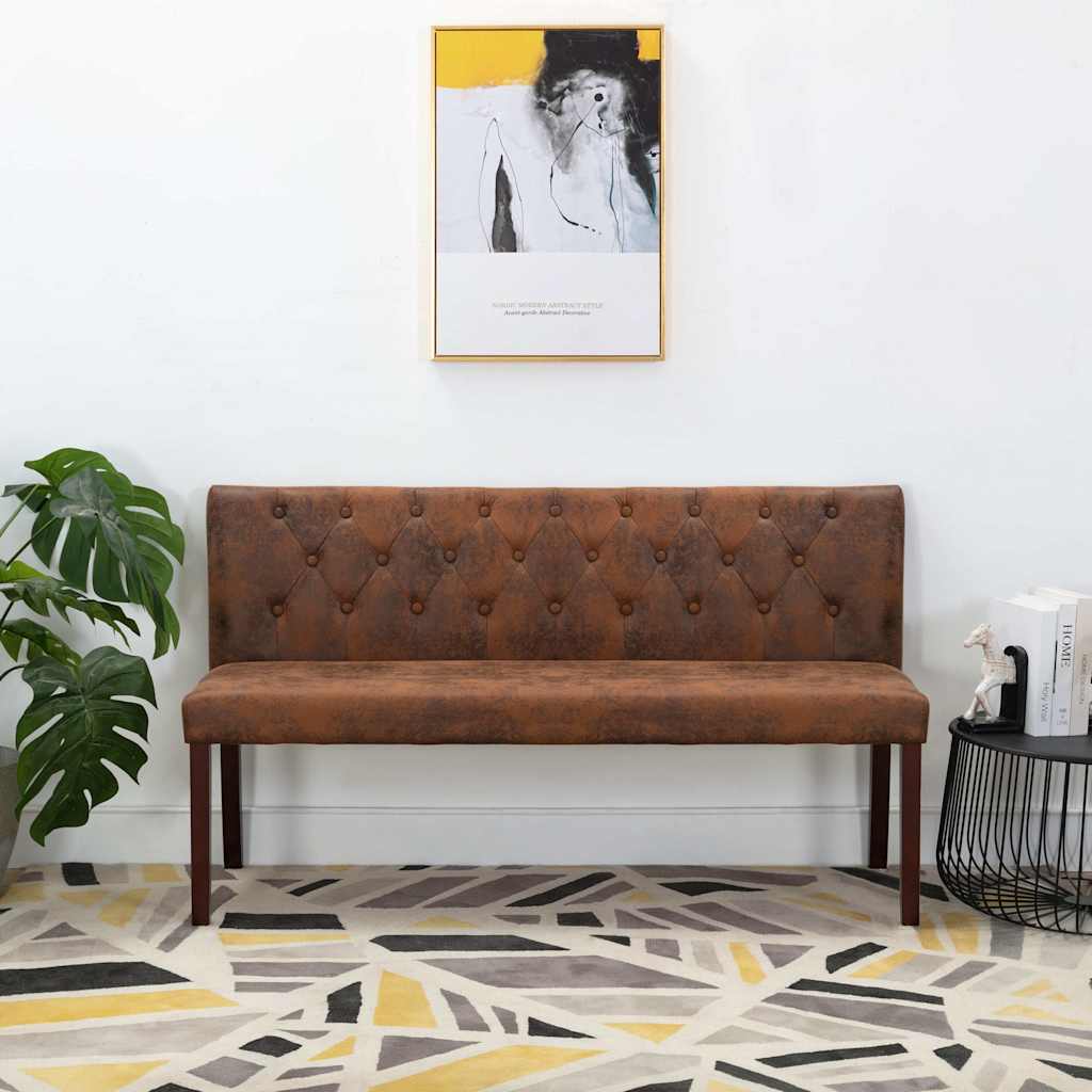 Banco de piel de ante artificial gris 120 cm