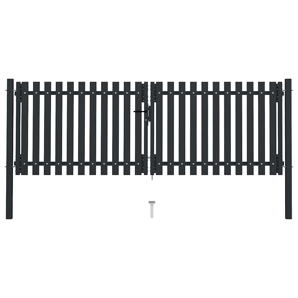 Puerta doble de acero para valla 300 x 125 cm antracita
