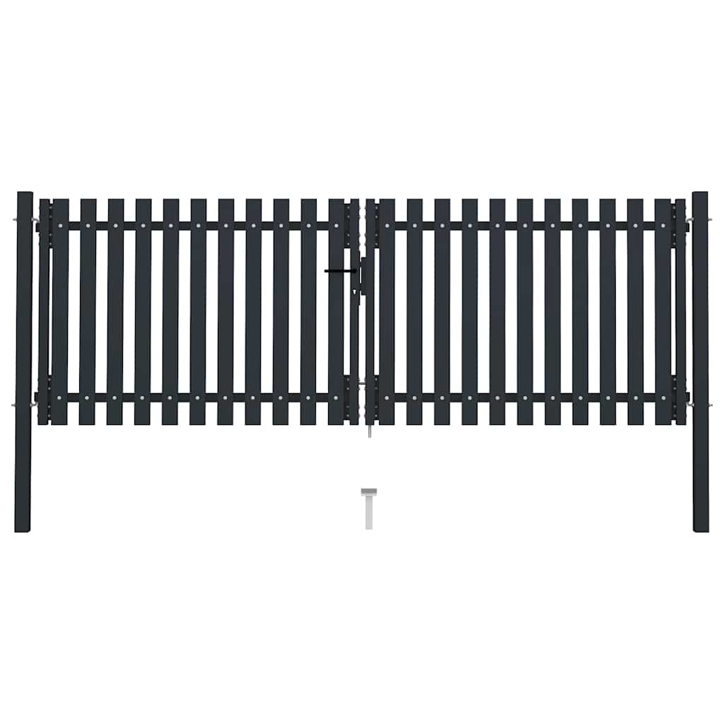 Puerta doble de acero para valla 300 x 125 cm antracita
