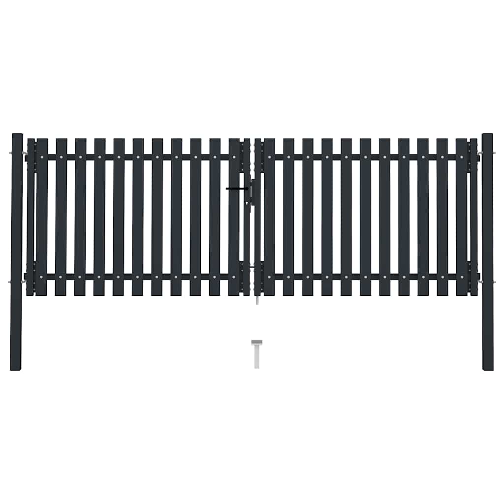 Puerta doble de acero para valla 300 x 125 cm antracita
