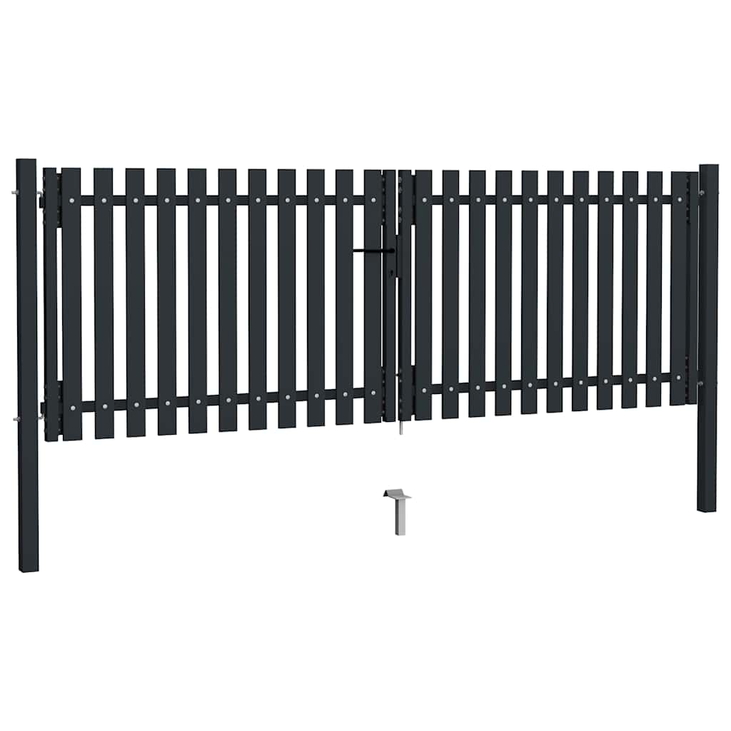 Puerta doble de acero para valla 300 x 125 cm antracita