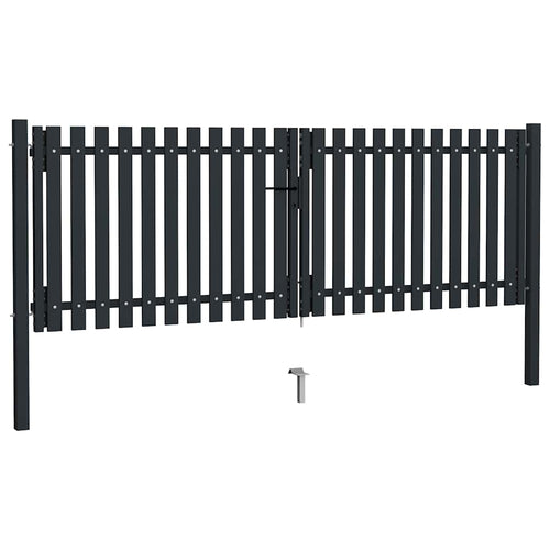 Puerta doble de acero para valla 300 x 125 cm antracita