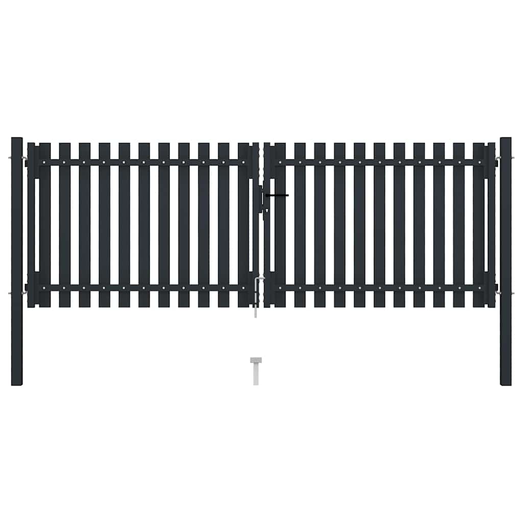 Puerta doble de acero para valla 300 x 125 cm antracita