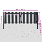 Puerta doble de acero para valla 300 x 125 cm antracita
