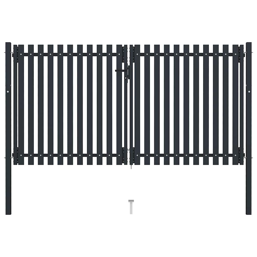 Puerta doble de acero para valla 300 x 125 cm antracita