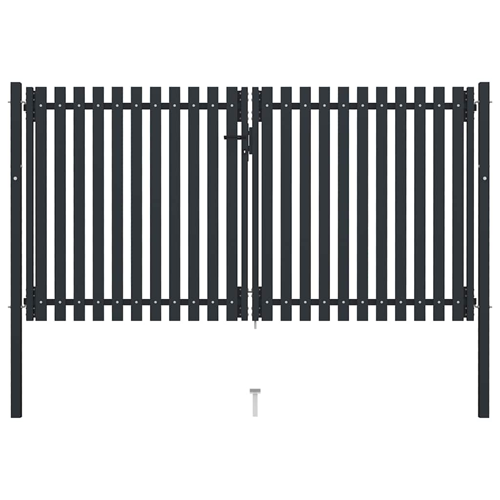 Puerta doble de acero para valla 300 x 125 cm antracita