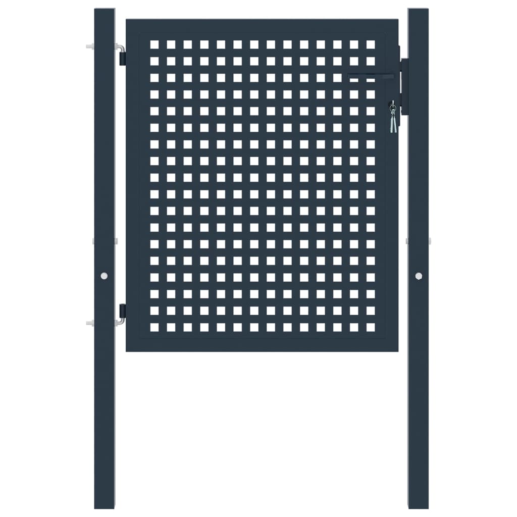 Puerta de valla de acero antracita 102x75 cm