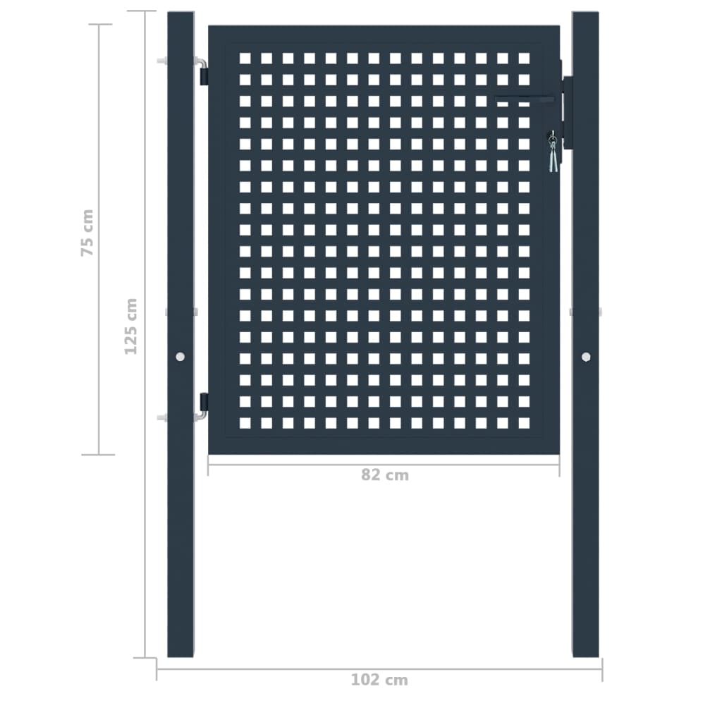 Puerta de valla de acero antracita 102x75 cm