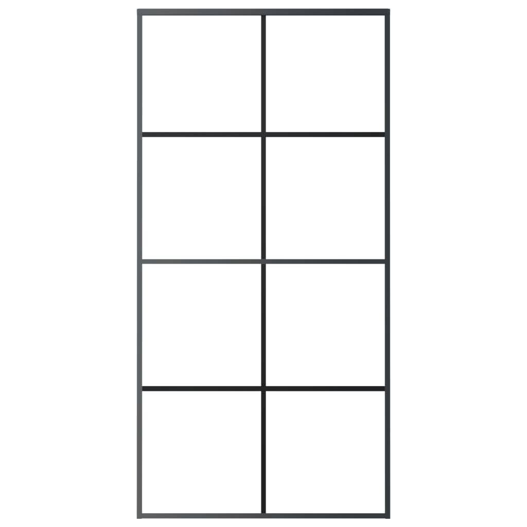 Sliding door, aluminum and black ESG glass, 102.5x205 cm