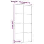 Sliding door, aluminum and black ESG glass, 102.5x205 cm