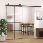 Sliding door, aluminum and black ESG glass, 102.5x205 cm