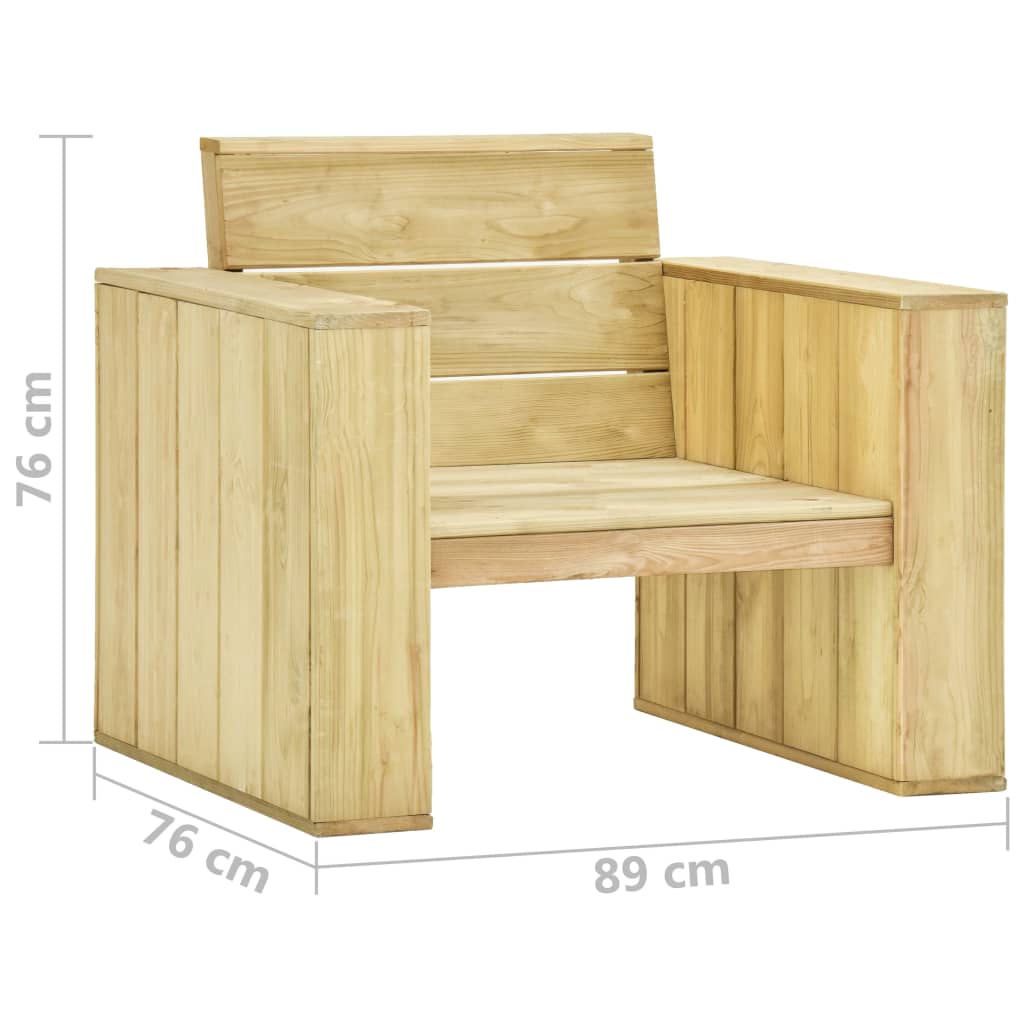 Sillas de jardín 2 uds madera de pino impregnada 89x76x76 cm