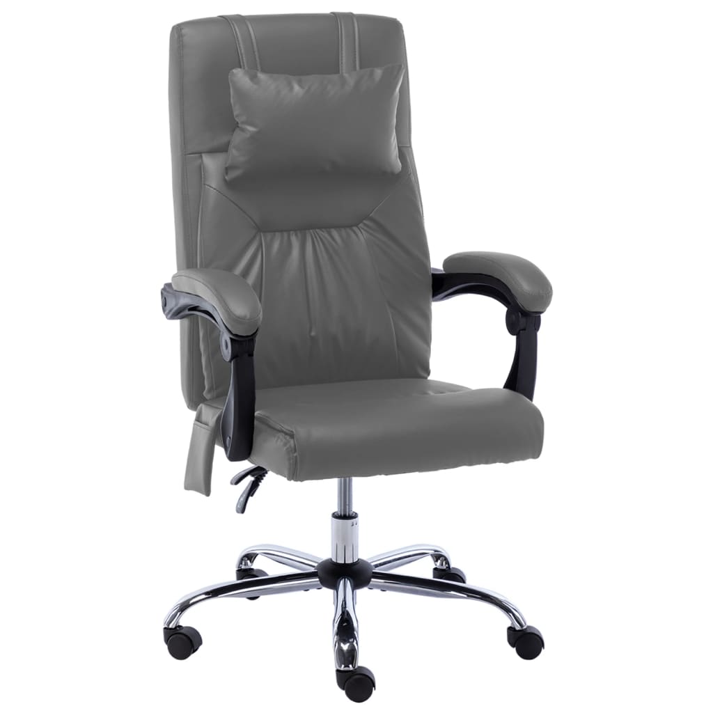 Silla de oficina de masaje cuero sintético gris