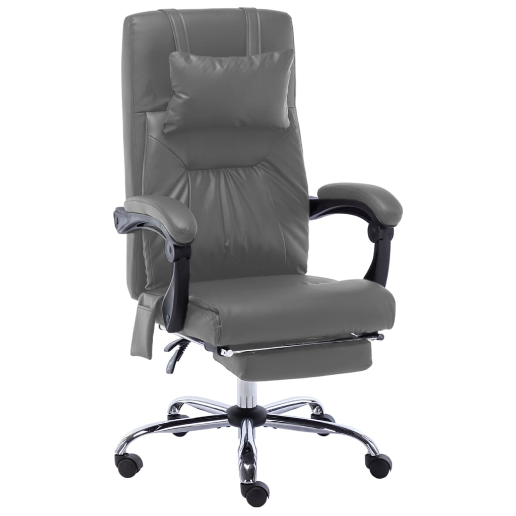 Silla de oficina de masaje cuero sintético gris