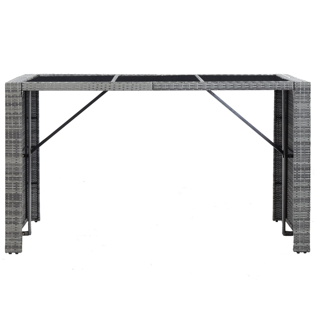 Mesa y sillas de bar jardín 7 pzas cojines ratán sintético gris