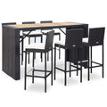 Set muebles bar jardín y cojines 7 pzas ratán sintético negro