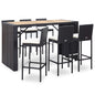 Set muebles bar jardín y cojines 7 pzas ratán sintético negro