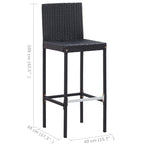 Set muebles bar jardín y cojines 7 pzas ratán sintético negro